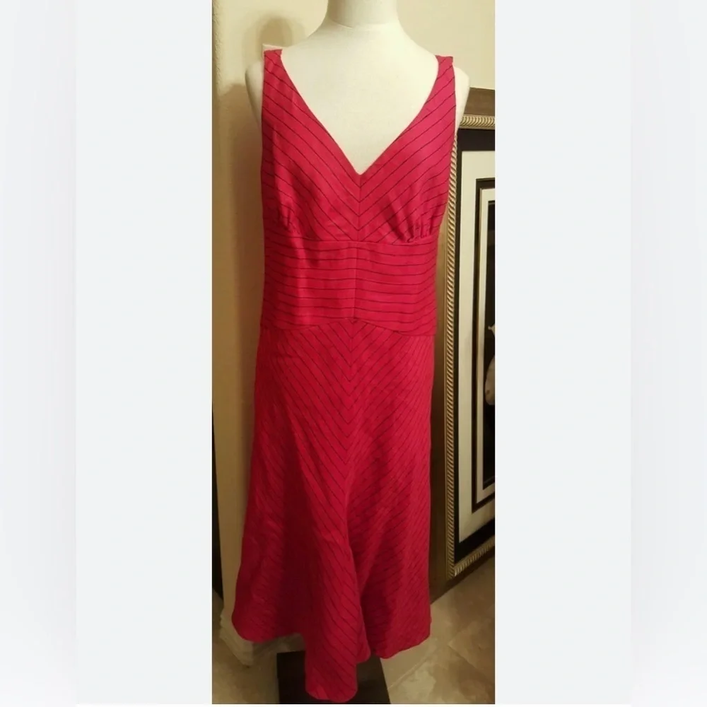 Ralph Lauren Black Label Exclusive Linen Nautical Red & Navy Stripe Midi dress 4 - Picture 2 of 14